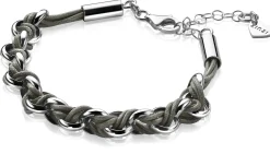 Zinzi zilveren jasseron armband grijs koord 18,5-21cm ZIA1035G