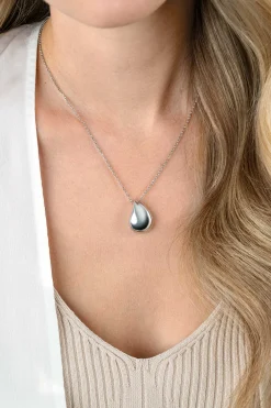 ZINZI zilveren jasseron ketting 45cm met luxe grote druppelvormige hanger (24mm) ZIC2637