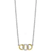 ZINZI zilveren ketting 45cm geel verguld met 3 open rondjes verbonden wit ZIC2045Y