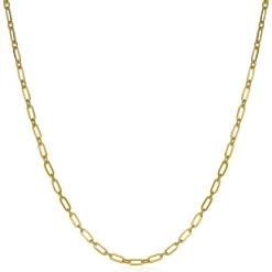 ZINZI zilveren ketting 45cm geel verguld met 'paperclip' schakel 2,4mm breed ZIC2033G