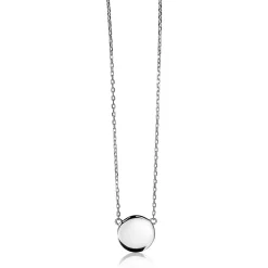 Zinzi zilveren ketting 43cm met rond plaatje 15mm om te graveren ZIC2345