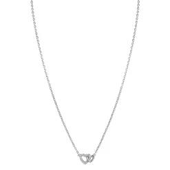 ZINZI zilveren ketting 42–45cm met verbonden hartjes, witte zirkonia's ZIC2493