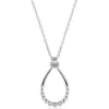 ZINZI zilveren ketting 45cm met open druppelvormige hanger, met bolletjes en drie witte zirkonia’s ZIC2839