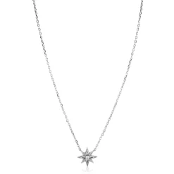 ZINZI zilveren ketting 45cm met chique ster bezet met witte zirkonia’s ZIC2838