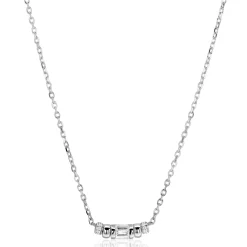 ZINZI zilveren ketting 45cm met cilindervormige hanger, bezet met diverse witte zirkonia’s ZIC2812