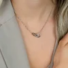 ZINZI zilveren ketting 45cm met paperclip- en ronde schakel bezet met witte zirconia's ZIC2810