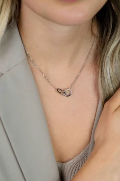 ZINZI zilveren ketting 45cm met paperclip- en ronde schakel bezet met witte zirconia's ZIC2810
