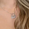 ZINZI zilveren ketting 45cm met stijlvolle dubbele hanger, bezet met witte zirconia's ZIC2806