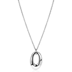 ZINZI zilveren ketting 45cm met grote open ovale hanger 35mm ZIC2787