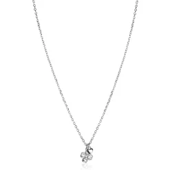 ZINZI zilveren ketting 45cm met klavertje vier en hartje hanger ZIC2783