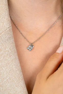ZINZI zilveren ketting 45cm met klavertje vier en hartje hanger ZIC2783