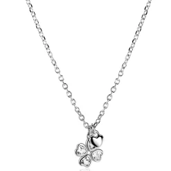 ZINZI zilveren ketting 45cm met klavertje vier en hartje hanger ZIC2783