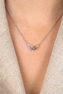 ZINZI zilveren ketting 45cm met twee in elkaar gevlochten druppelvormen ZIC2768