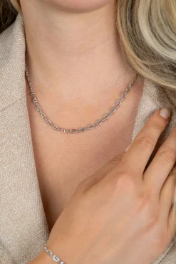 ZINZI zilveren ketting 45cm met aflopende marineschakels ZIC2762
