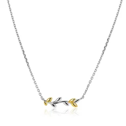 ZINZI zilveren ketting 42–45cm met sierlijk bicolor takje met bladeren ZIC2740