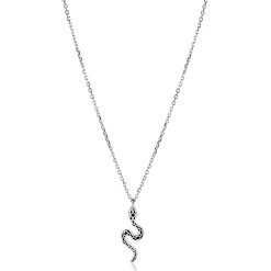 ZINZI zilveren ketting 42–45cm met elegante slang-hanger (27mm), bezet met witte zirkonia's  ZIC2721
