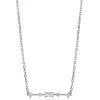 ZINZI zilveren ketting 45cm met staafje rond vierkant rechthoek wit ZIC2044