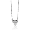 ZINZI zilveren ketting 45cm met hanger rond wit ZIC1442