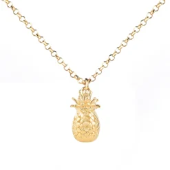 ZINZI zilveren ketting geel verguld ananas 42-45cm ZIC1699G
