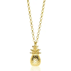 ZINZI zilveren ketting geel verguld ananas 42-45cm ZIC1699G