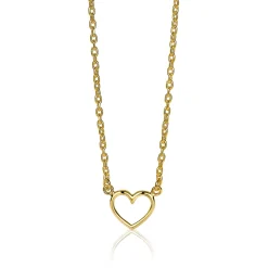 ZINZI zilveren ketting geel verguld open hartje 40-43cm ZIC1420G