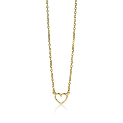 ZINZI zilveren ketting geel verguld open hartje 40-43cm ZIC1420G