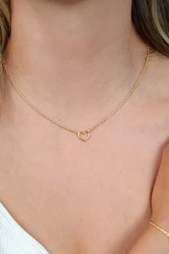 ZINZI zilveren ketting geel verguld open hartje 40-43cm ZIC1420G