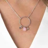 ZINZI zilveren ketting hartje rond ster roze 45cm ZIC1878