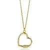 ZINZI zilveren ketting 14K geel verguld 45cm met luxe groot hart witte zirconia's ZIC2031