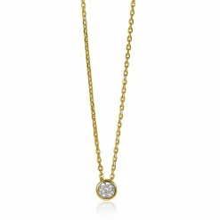 ZINZI zilveren ketting 14K geel verguld met hanger rond 40-43cm ZIC1393Y
