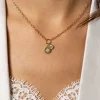 ZINZI zilveren ketting 14K geel verguld 45cm rond ster ZIC1994G