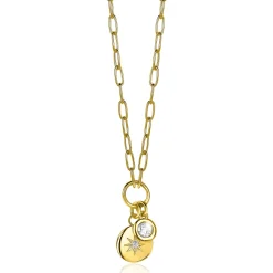 ZINZI zilveren ketting 14K geel verguld 45cm rond ster ZIC1994G