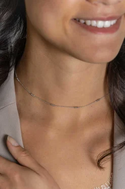 ZINZI zilveren ketting met fijne jasseron schakel en dertien trio-bolletjes gelijkmatig verdeeld over de ketting 42-45cm ZIC2465