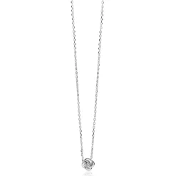 ZINZI zilveren ketting met hanger in roosdesign (9mm) en bezet met een witte zirkonia in het midden 42-45cm ZIC2872