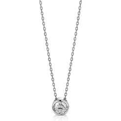 ZINZI zilveren ketting met hanger rond wit 40-45cm ZIC1775