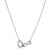 ZINZI zilveren ketting met Infinity teken verbonden met een open hart, bezet met witte zirconia's 42-45cm ZIC2596