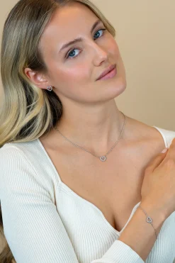 ZINZI zilveren ketting met open hartje (9,5mm) voorzien van een bolstructuur 42-45cm ZIC2703