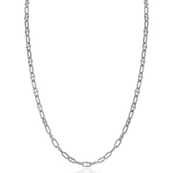 ZINZI zilveren ketting met paperclip schakels 4mm, gedecoreerd met speelse bolletjes 42-45cm ZIC2586