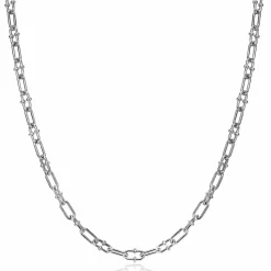 ZINZI zilveren ketting met paperclip schakels 4mm, gedecoreerd met speelse bolletjes 42-45cm ZIC2586