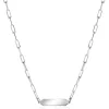 ZINZI zilveren ketting met paperclip-schakels en glanzend rechthoekig plaatje om te graveren 42-45cm ZIC2530