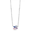 ZINZI zilveren ketting met speelse hanger (8mm) bezet met een mooie combinatie van witte, roze, paarse en blauwe kleurstenen in verschillende slijpvormen 42-45cm ZIC2866