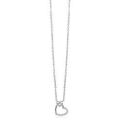 ZINZI zilveren ketting met twee sierlijke harten die met elkaar verbonden zijn, ook bezet met witte zirkonia's 42-45cm ZIC2874