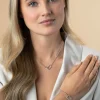 ZINZI zilveren ketting met twee verbonden schakels: een rechthoekige bezet met witte zirconia's en een gladde ovale schakel 40-45cm ZIC2551