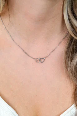 ZINZI zilveren ketting met 2 verbonden hartjes 40-45cm ZIC2513