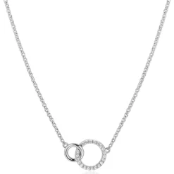ZINZI zilveren ketting 2 open rondjes verbonden wit ZIC1782