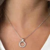 ZINZI zilveren ketting rond kruislings wit 45cm ZIC1816