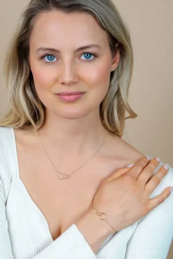 ZINZI zilveren 14K geelvergulde paperclip schakel armband met ronde vormen 17-20cm ZIA2275G