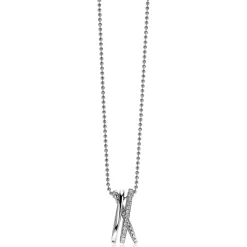 ZINZI zilveren luxe cross-over hanger 18mm bolletjes glad witte zirconia's ZIH2141 (zonder collier)