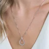 ZINZI zilveren luxe hanger 23 mm open druppelvorm witte zirconia's ZIH2123 (zonder collier)