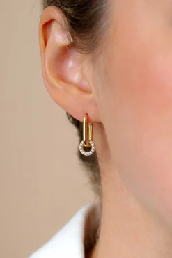 ZINZI zilveren luxe oorringen 14K geel verguld 15x2mm ovale vorm ZIO2221G